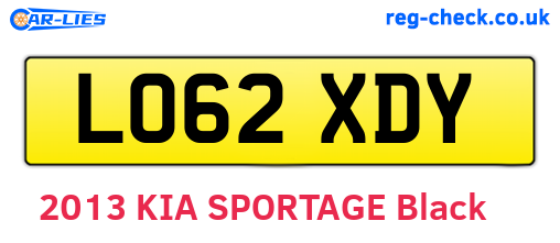 LO62XDY are the vehicle registration plates.
