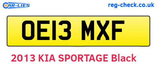 OE13MXF are the vehicle registration plates.