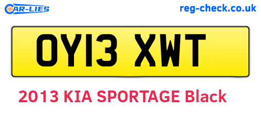 OY13XWT are the vehicle registration plates.