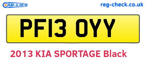 PF13OYY are the vehicle registration plates.