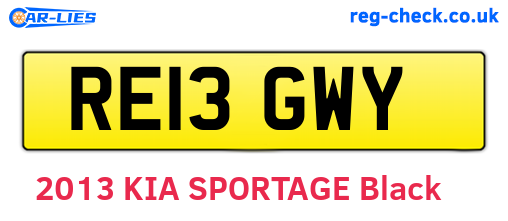 RE13GWY are the vehicle registration plates.