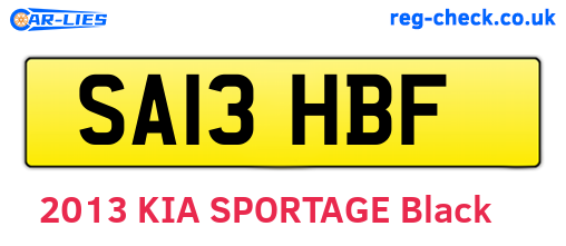 SA13HBF are the vehicle registration plates.