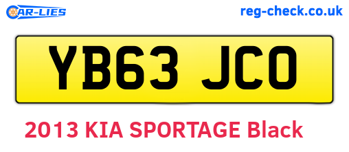 YB63JCO are the vehicle registration plates.