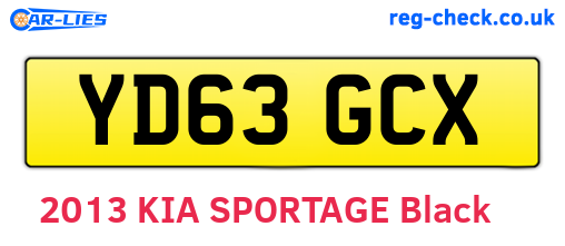 YD63GCX are the vehicle registration plates.