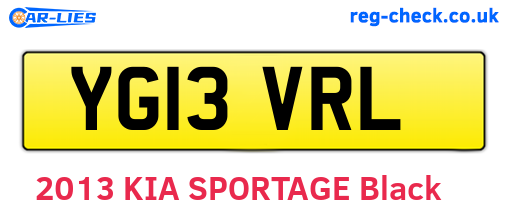 YG13VRL are the vehicle registration plates.