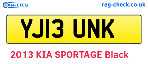 YJ13UNK are the vehicle registration plates.