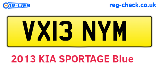 VX13NYM are the vehicle registration plates.