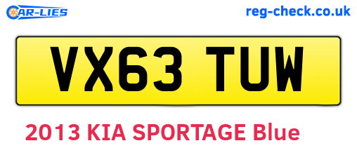 VX63TUW are the vehicle registration plates.