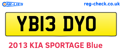 YB13DYO are the vehicle registration plates.