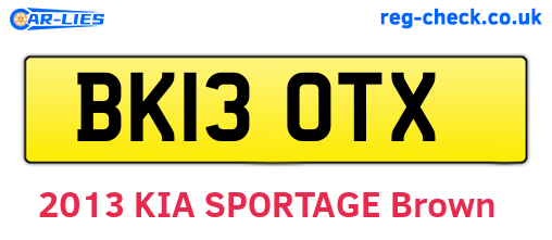 BK13OTX are the vehicle registration plates.