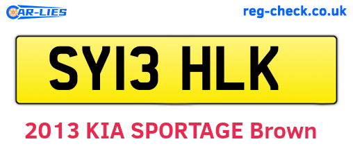 SY13HLK are the vehicle registration plates.