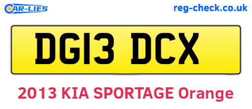 DG13DCX are the vehicle registration plates.