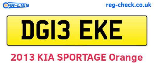 DG13EKE are the vehicle registration plates.