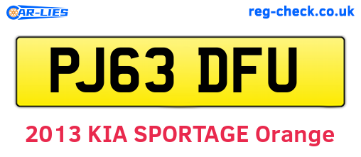 PJ63DFU are the vehicle registration plates.