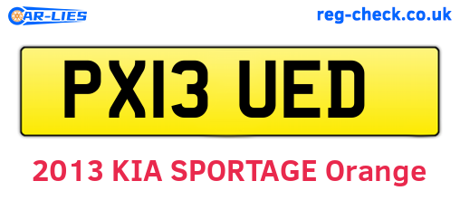 PX13UED are the vehicle registration plates.