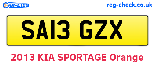 SA13GZX are the vehicle registration plates.