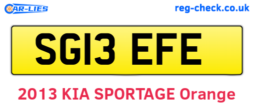 SG13EFE are the vehicle registration plates.