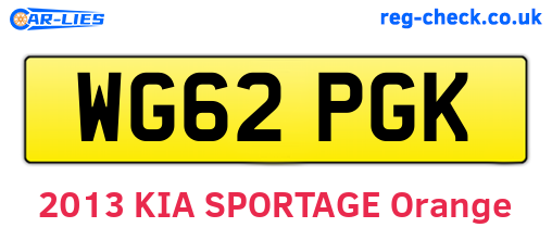 WG62PGK are the vehicle registration plates.