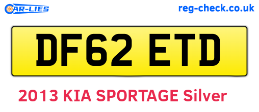 DF62ETD are the vehicle registration plates.