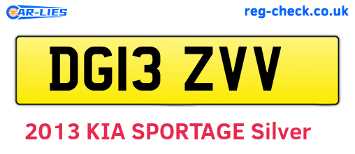 DG13ZVV are the vehicle registration plates.