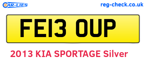 FE13OUP are the vehicle registration plates.