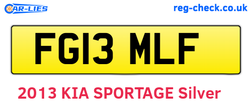 FG13MLF are the vehicle registration plates.