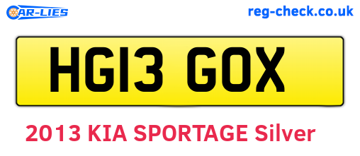 HG13GOX are the vehicle registration plates.