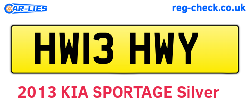 HW13HWY are the vehicle registration plates.