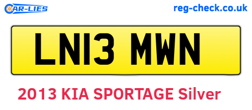 LN13MWN are the vehicle registration plates.