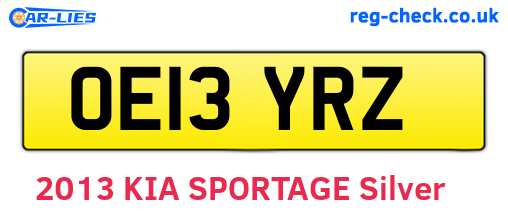 OE13YRZ are the vehicle registration plates.