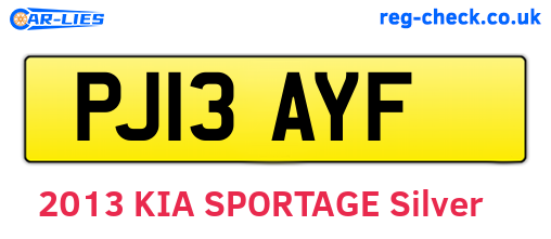 PJ13AYF are the vehicle registration plates.
