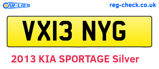 VX13NYG are the vehicle registration plates.