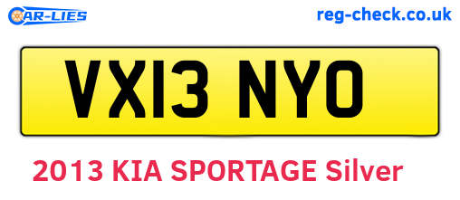VX13NYO are the vehicle registration plates.