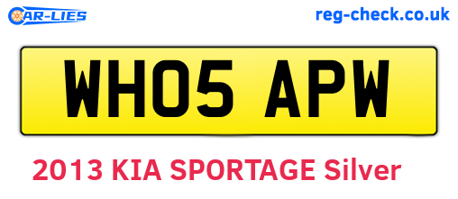 WH05APW are the vehicle registration plates.