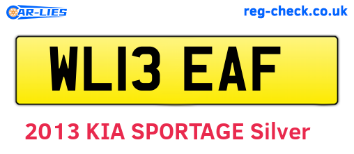 WL13EAF are the vehicle registration plates.