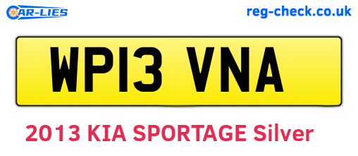 WP13VNA are the vehicle registration plates.