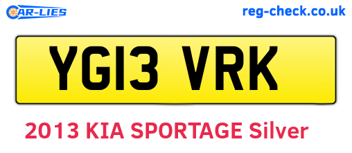 YG13VRK are the vehicle registration plates.