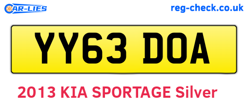YY63DOA are the vehicle registration plates.