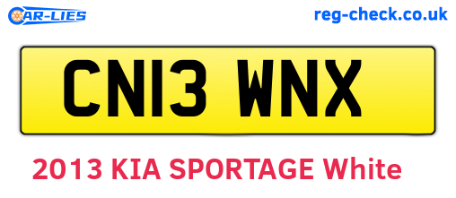 CN13WNX are the vehicle registration plates.
