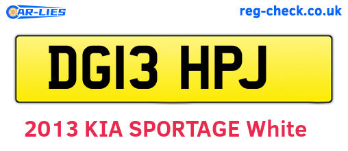 DG13HPJ are the vehicle registration plates.