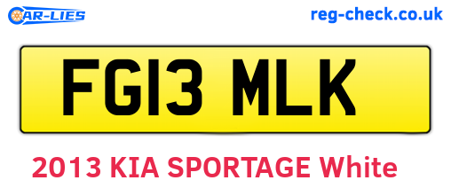 FG13MLK are the vehicle registration plates.