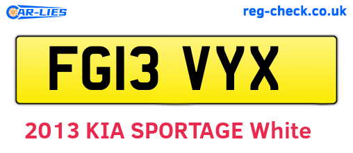 FG13VYX are the vehicle registration plates.