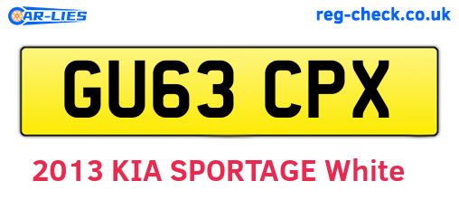GU63CPX are the vehicle registration plates.