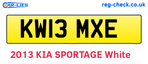 KW13MXE are the vehicle registration plates.