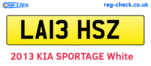 LA13HSZ are the vehicle registration plates.