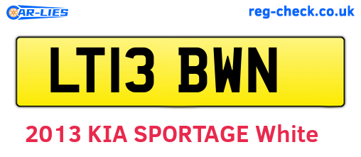 LT13BWN are the vehicle registration plates.