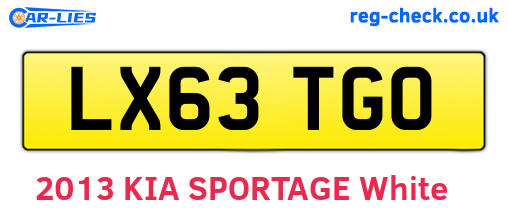 LX63TGO are the vehicle registration plates.
