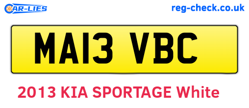 MA13VBC are the vehicle registration plates.