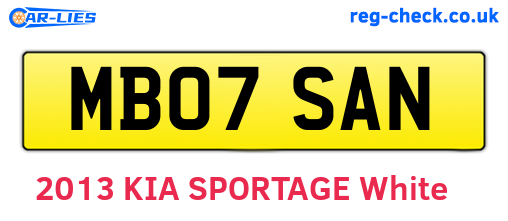 MB07SAN are the vehicle registration plates.