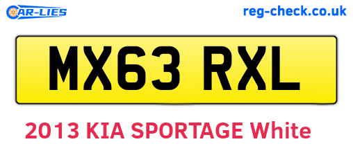 MX63RXL are the vehicle registration plates.